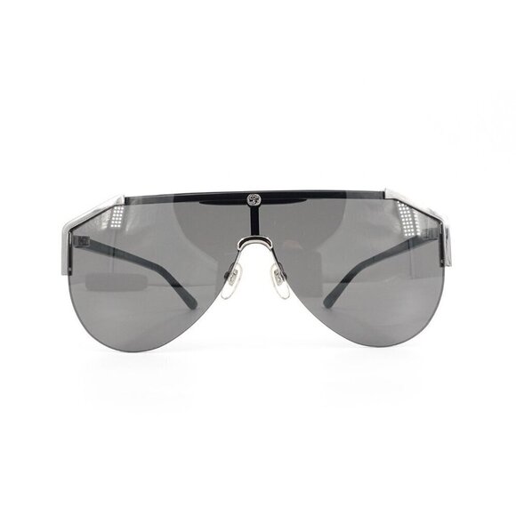 Gucci GG0584 Shield Sunglasses Silver Black OS - Picture 1 of 16